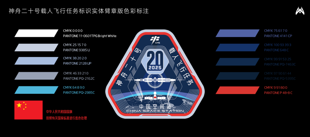 他设计的神舟二十号载人飞行任务标识准备上天→(图4)