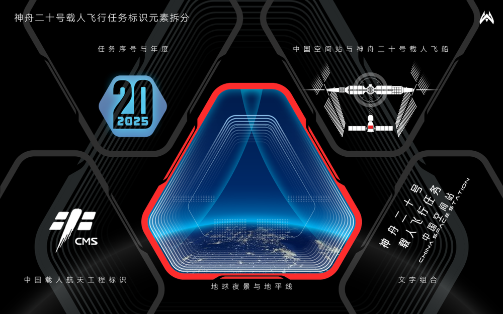 他设计的神舟二十号载人飞行任务标识准备上天→(图2)